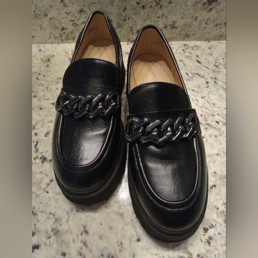 Y2K-Limelight Kendall Chunky Goth Platform Loafers Black Chain Faux Leather-S-9